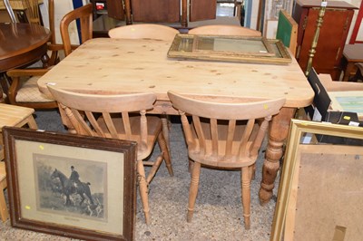 Lot 295 - A pine kitchen table and four beech wood...