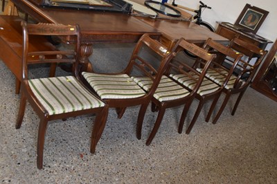 Lot 309 - A set of five mahogany sabre leg dining chairs