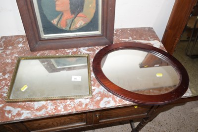Lot 332 - An oval wall mirror and a further small...