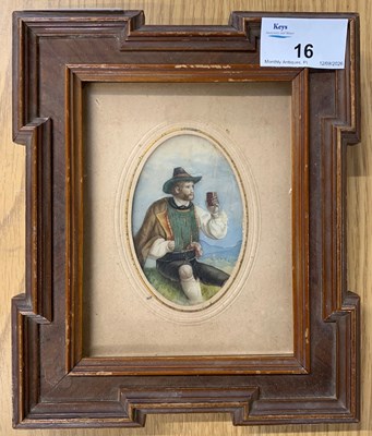 Lot 16 - Swiss School, 19th century, portrait in oval...