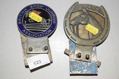 Lot 523 - Two car badges British Showjumping Association...