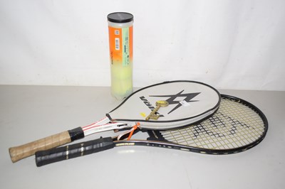 Lot 530 - Two tennis rackets and balls together with a...