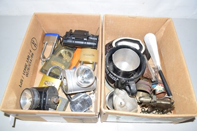 Lot 532 - Two boxes of various padlocks and other items