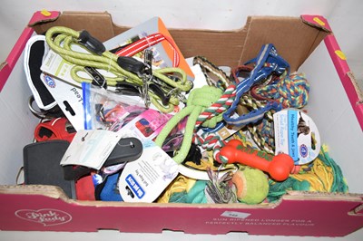 Lot 548 - Box of various dog leads, toys etc