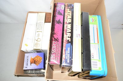 Lot 567 - Two boxes of various modern chess sets to...