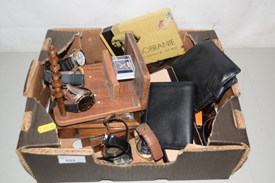 Lot 622 - One box of various wallets, watches, barometer...