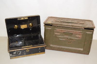 Lot 638 - An ammunition box and a vintage cash tin