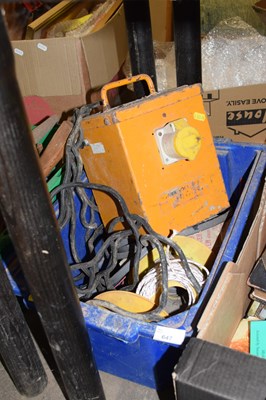 Lot 647 - Box of mixed items to include a 110v converter