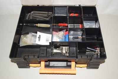 Lot 655 - A plastic tool box and contents