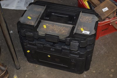 Lot 690 - A black plastic tool box and contents