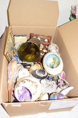 Lot 717 - A box of various egg shaped ornaments, novelty...