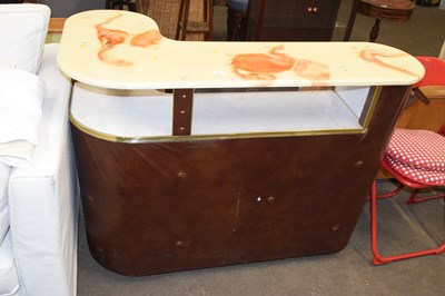 Lot 787 - A retro melamine bar unit with marble effect top