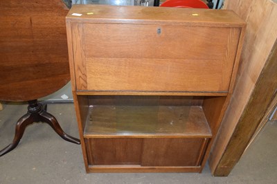 Lot 807 - A vintage oak hall bureau with glass doors to...