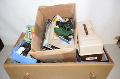Lot 595 - A box of various mixed toys, model railway...