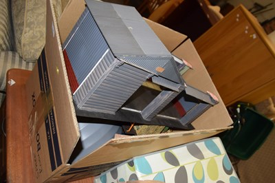 Lot 734 - A box of various moulded plastic toy buildings