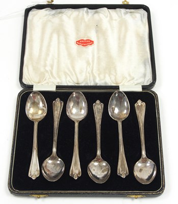 Lot 82 - A cased set of six Art Deco silver teaspoons,...
