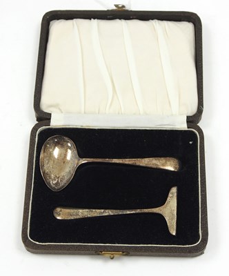 Lot 84 - A cased George VI silver christening baby...