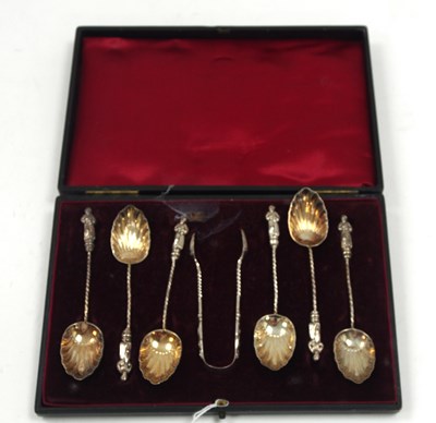 Lot 144 - A cased set of six silver Edwardian apostle...