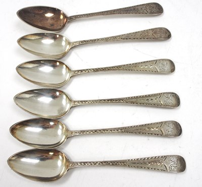 Lot 160 - A set of six George III silver teaspoons in...