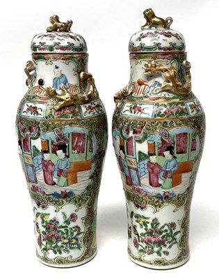 Lot 200 - A pair of late 19th Century Cantonese vases...