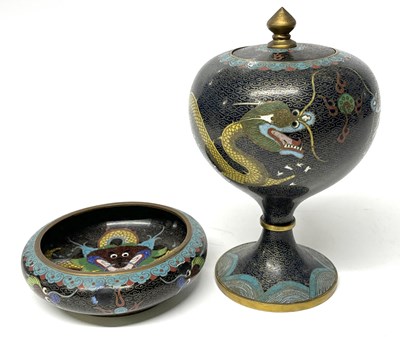 Lot 204 - A Chinese Cloisonne  vase and cover decorated...