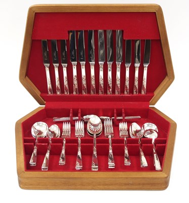 Lot 217 - An Art Deco cased 40 piece silver plated canteen