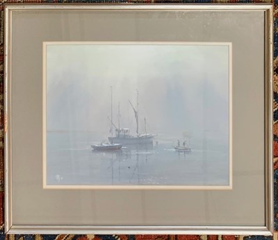 Lot 23 - Margaret Glass (b.1950) 'Fogbound', pastel,...