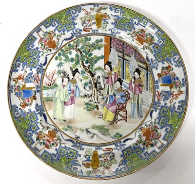 Lot 223 - A Cantonese porcelain plate, 19th Century,...