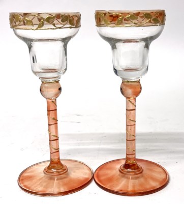 Lot 231 - Two continental wine glasses, the ogee shaped...