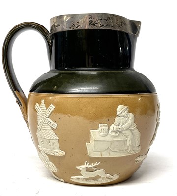 Lot 253 - A large Royal Doulton jug with silver rim