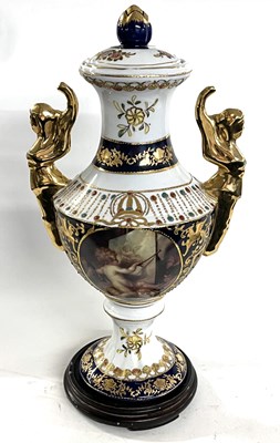 Lot 261 - A 20th Century Vienna style vase and cover...