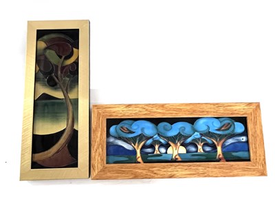Lot 269 - Two Moorcroft rectangular plaques in wooden...