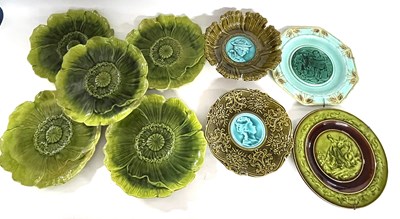 Lot 275 - Group of five Bretby sunflower dishes in green...