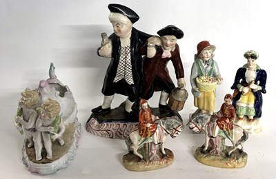 Lot 283 - A Staffordshire group of Drunken Nightwatchmen...