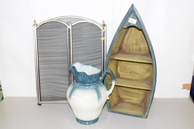 Lot 6 - Mixed Lot: Small boat shaped shelf, a spark...