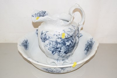 Lot 7 - A Victorian blue floral decorated wash bowl...
