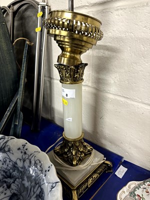 Lot 8 - A brass and alabaster table lamp