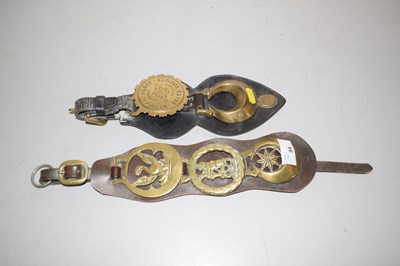 Lot 54 - Two leather straps of horse brasses