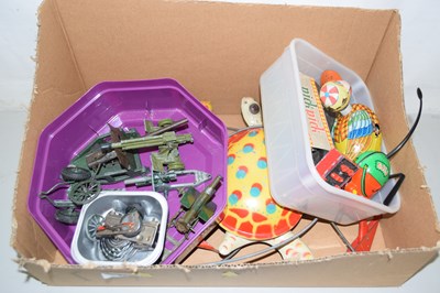 Lot 62 - A box of various vintage toys