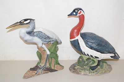 Lot 63 - A moulded ceramic goose and heron