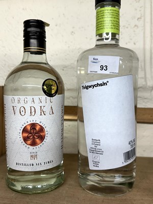 Lot 93 - Two bottles of Vodka: 1 bt Mountain Organic...