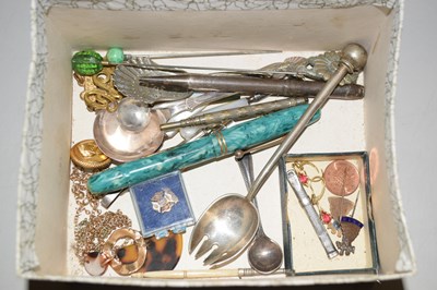 Lot 97 - Box of various costume jewellery, cutlery etc