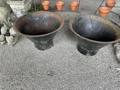 Lot 215 - Pair of black metal conical Planters