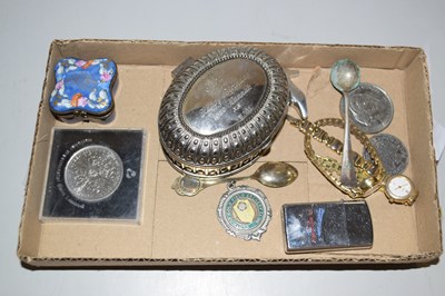 Lot 113 - A box of various mixed items, silver plated...