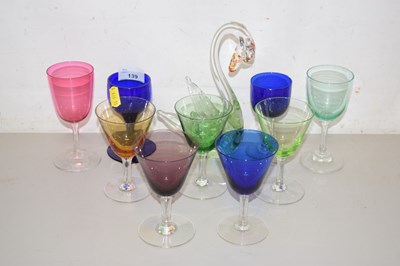 Lot 139 - Mixed Lot: Various coloured drinking glasses,...