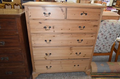 Lot 270 - A large pine six drawer chest with swan neck...