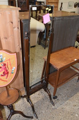 Lot 275 - A rectangular bevelled cheval mirror in dark...
