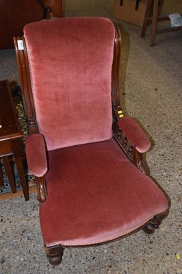 Lot 279 - A late Victorian pink velvet upholstered armchair
