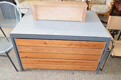 Lot 289 - A metal framed five drawer plan chest