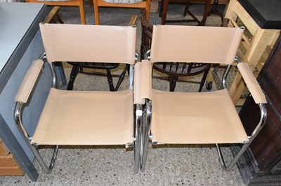 Lot 290 - A pair of 20th Century chrome framed armchairs
